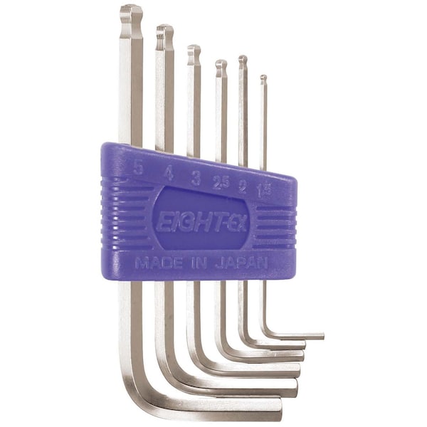 Eight Tool TAPER HEAD HEX KEY L-HANDLE SHORT SET, 6PC 1.5-5MM SLVR TS-6 - main